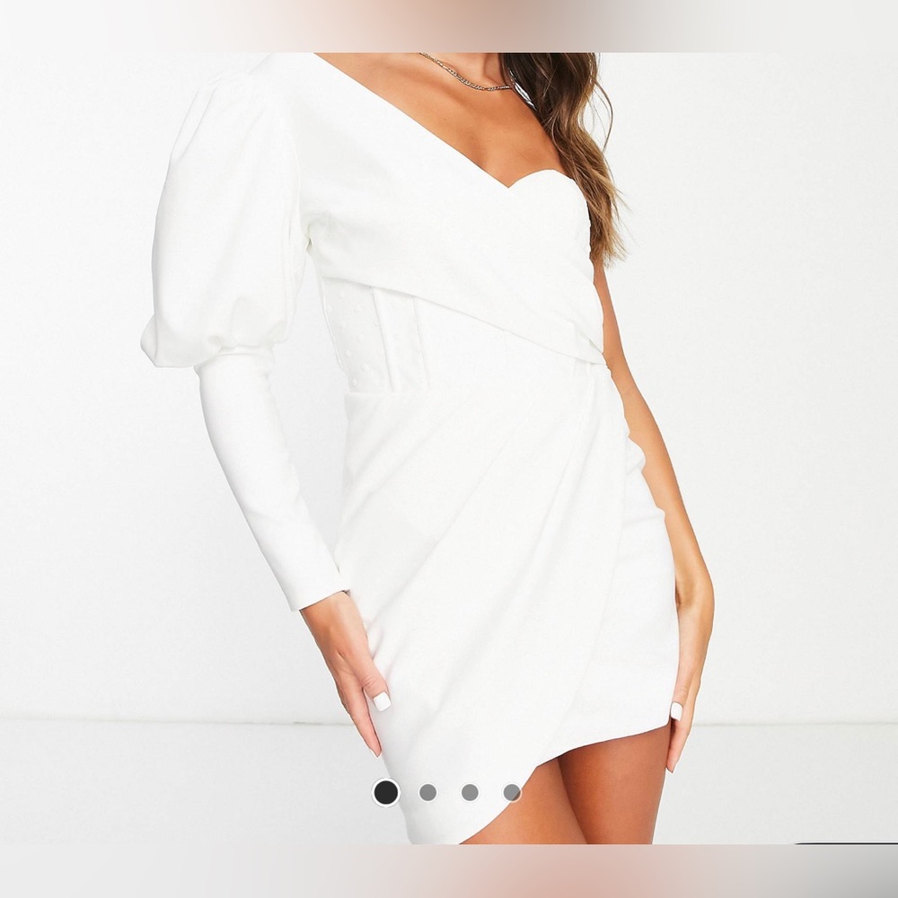 🤍White One Shoulder Mini Dress